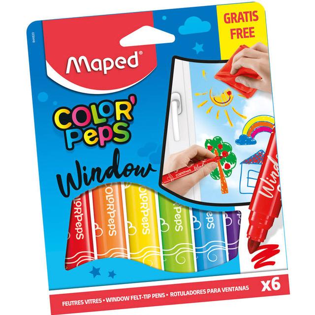 Maped Color'Peps Window Marker Felt Colouring Pens (Pack of 6) ST-844820 by Caddington Village School